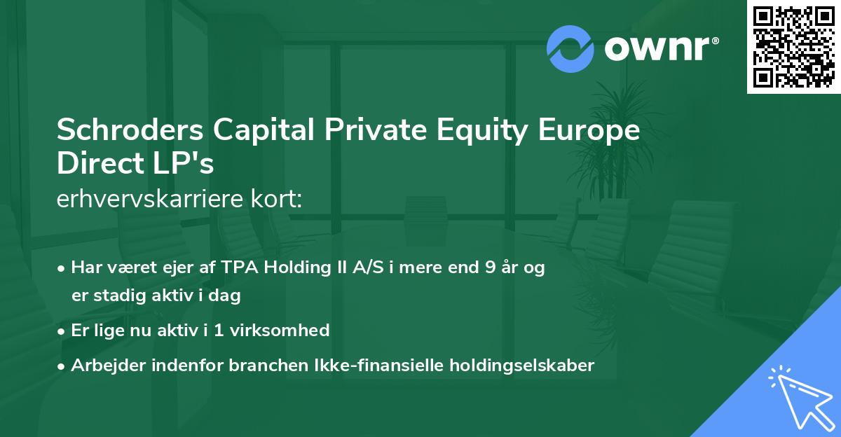 Schroders Capital Private Equity Europe Direct LP's erhvervskarriere kort