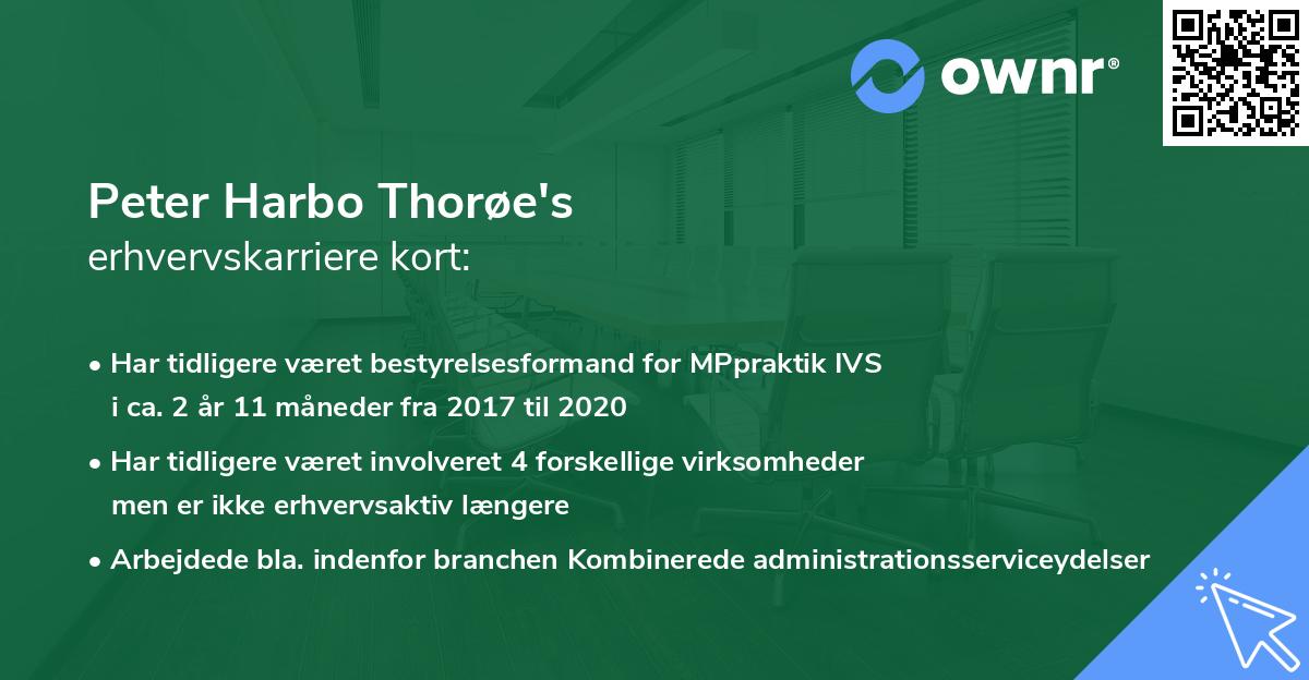 Peter Harbo Thorøe's erhvervskarriere kort