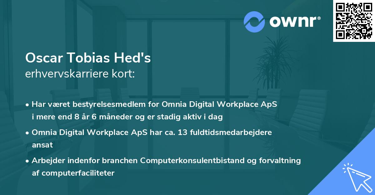 Oscar Tobias Hed's erhvervskarriere kort