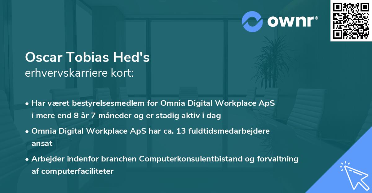 Oscar Tobias Hed's erhvervskarriere kort