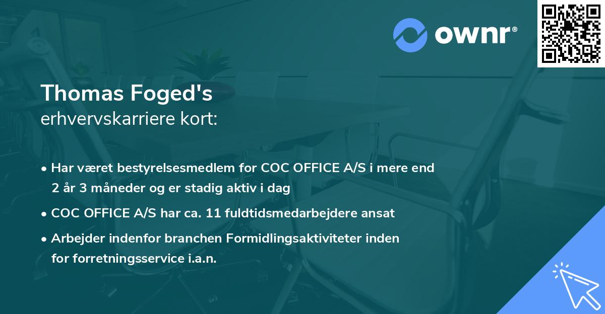 Thomas Foged's erhvervskarriere kort