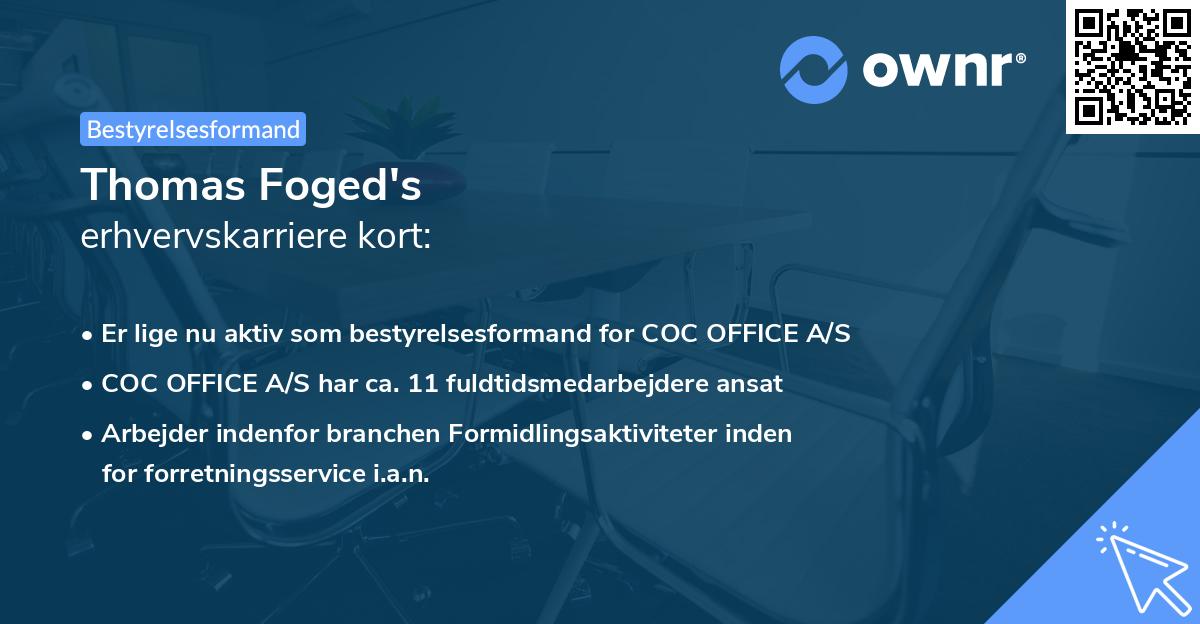 Thomas Foged's erhvervskarriere kort