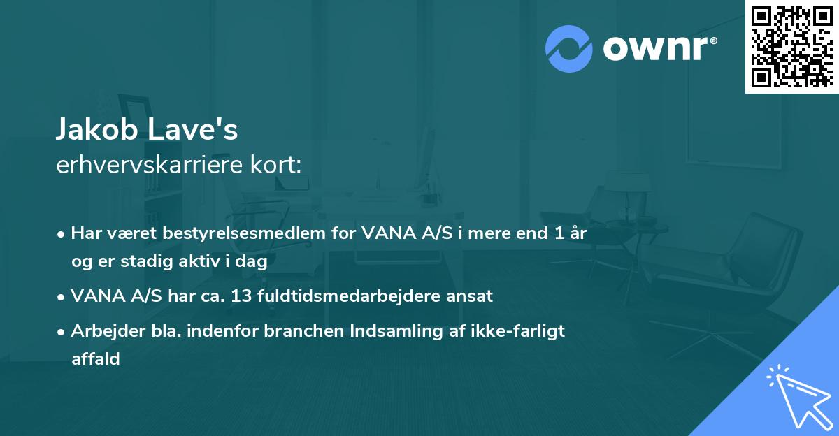Jakob Lave's erhvervskarriere kort