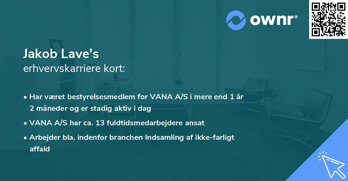 Jakob Lave's erhvervskarriere kort