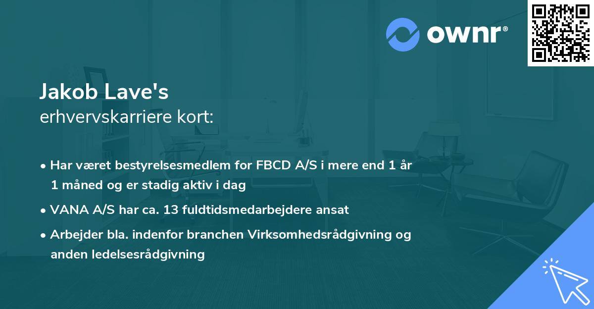 Jakob Lave's erhvervskarriere kort