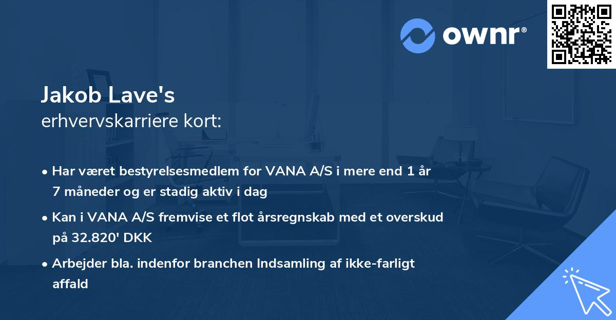 Jakob Lave's erhvervskarriere kort