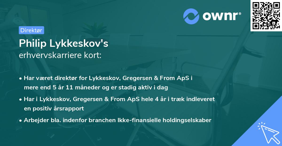 Philip Lykkeskov's erhvervskarriere kort