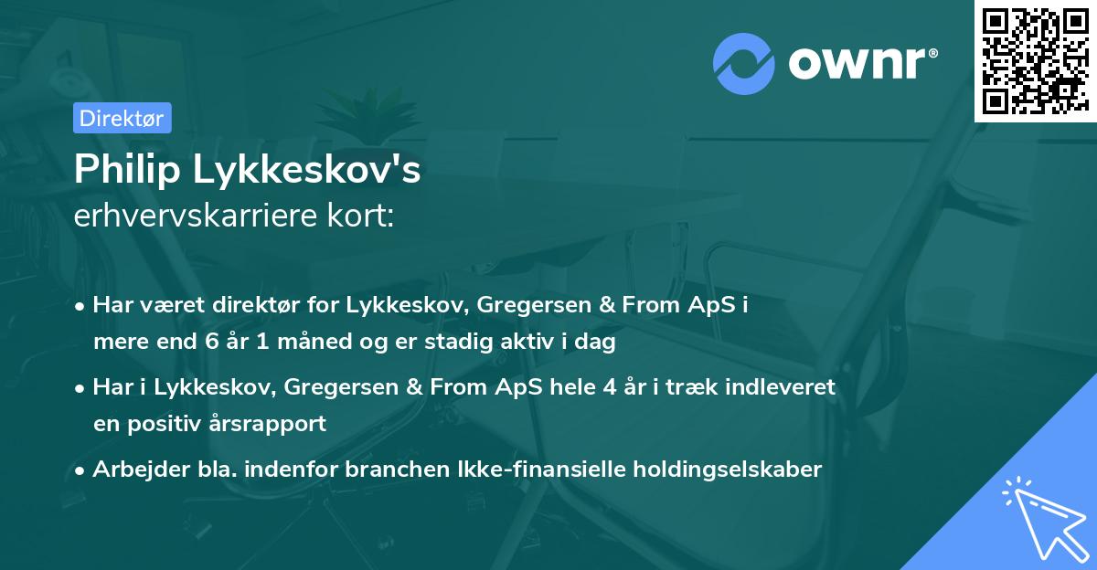 Philip Lykkeskov's erhvervskarriere kort
