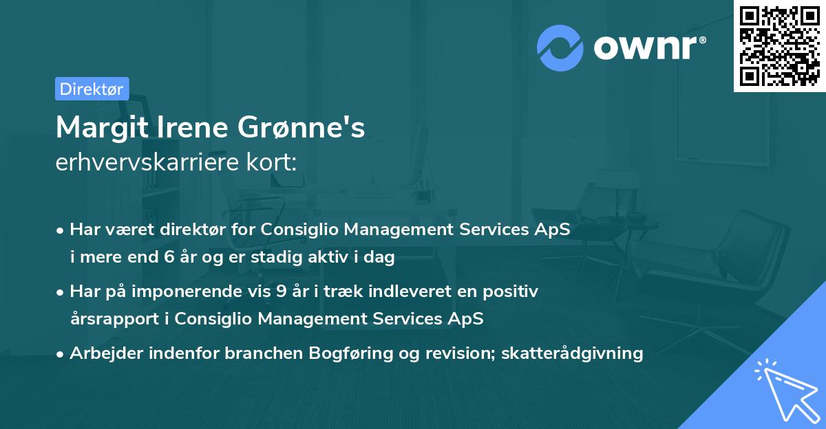 Margit Irene Grønne's erhvervskarriere kort