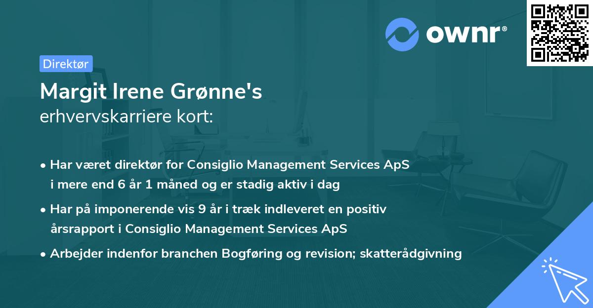 Margit Irene Grønne's erhvervskarriere kort