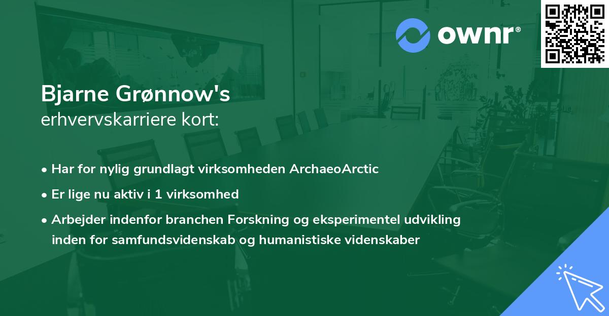 Bjarne Grønnow's erhvervskarriere kort