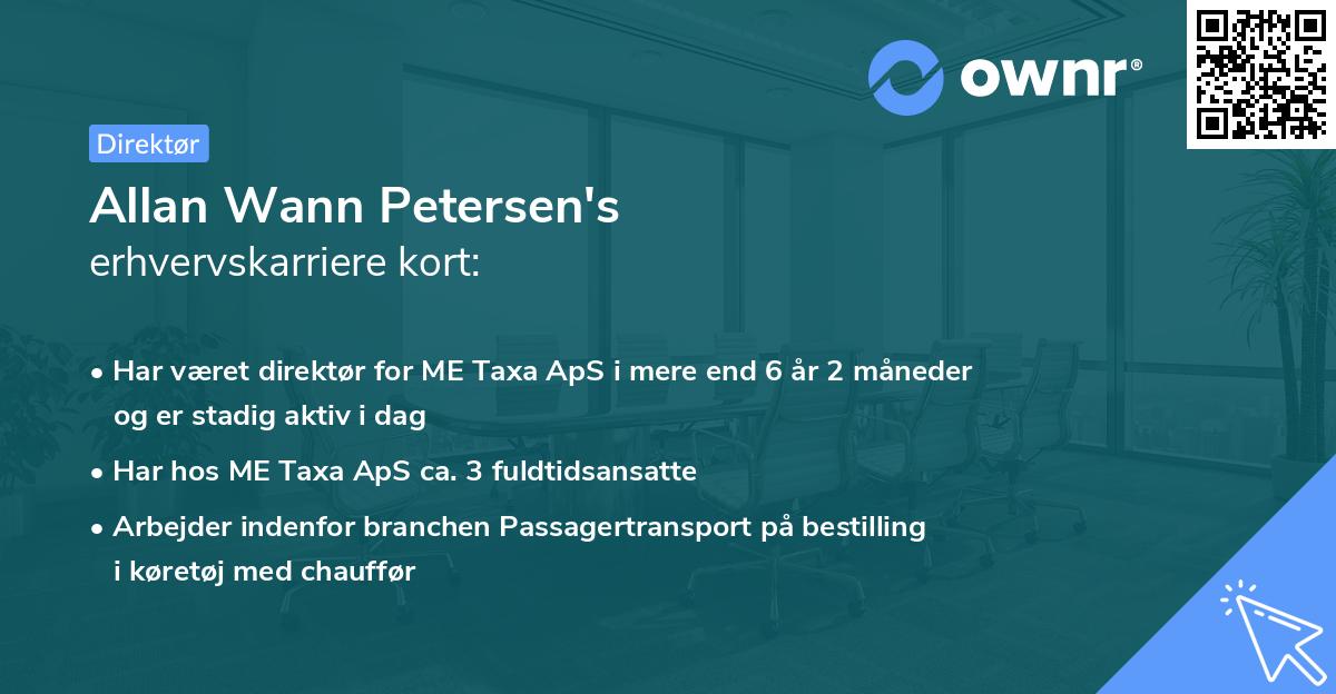 Allan Wann Petersen's erhvervskarriere kort