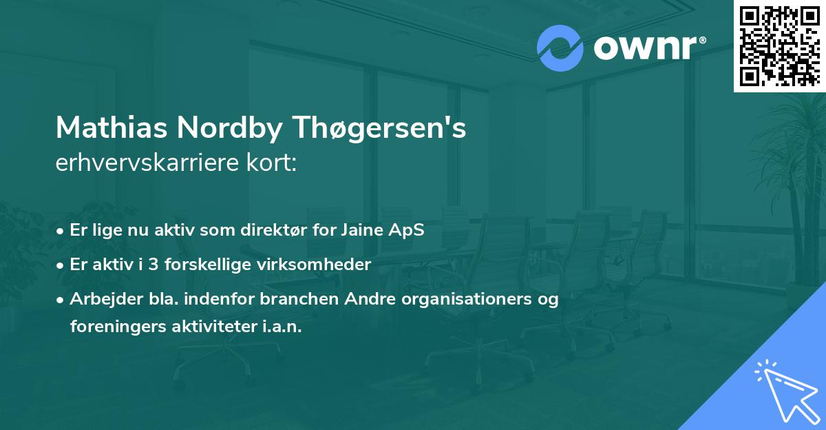 Mathias Nordby Thøgersen's erhvervskarriere kort