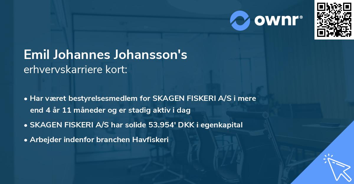 Emil Johannes Johansson's erhvervskarriere kort