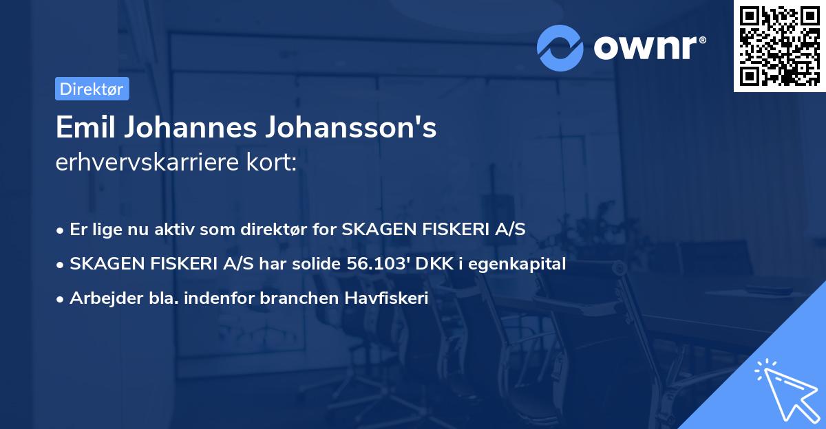 Emil Johannes Johansson's erhvervskarriere kort