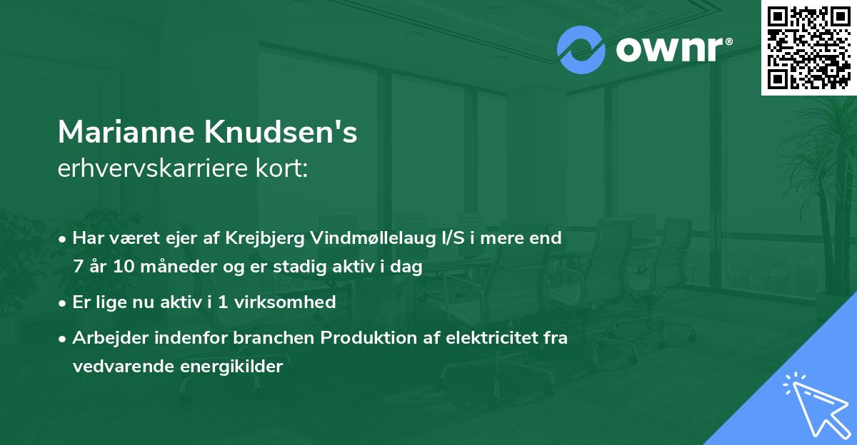 Marianne Knudsen's erhvervskarriere kort