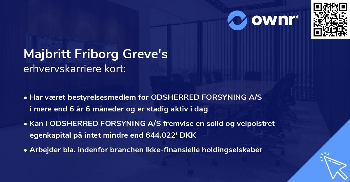 Majbritt Friborg Greve's erhvervskarriere kort