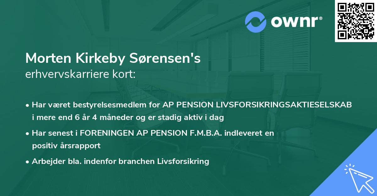 Morten Kirkeby Sørensen's erhvervskarriere kort