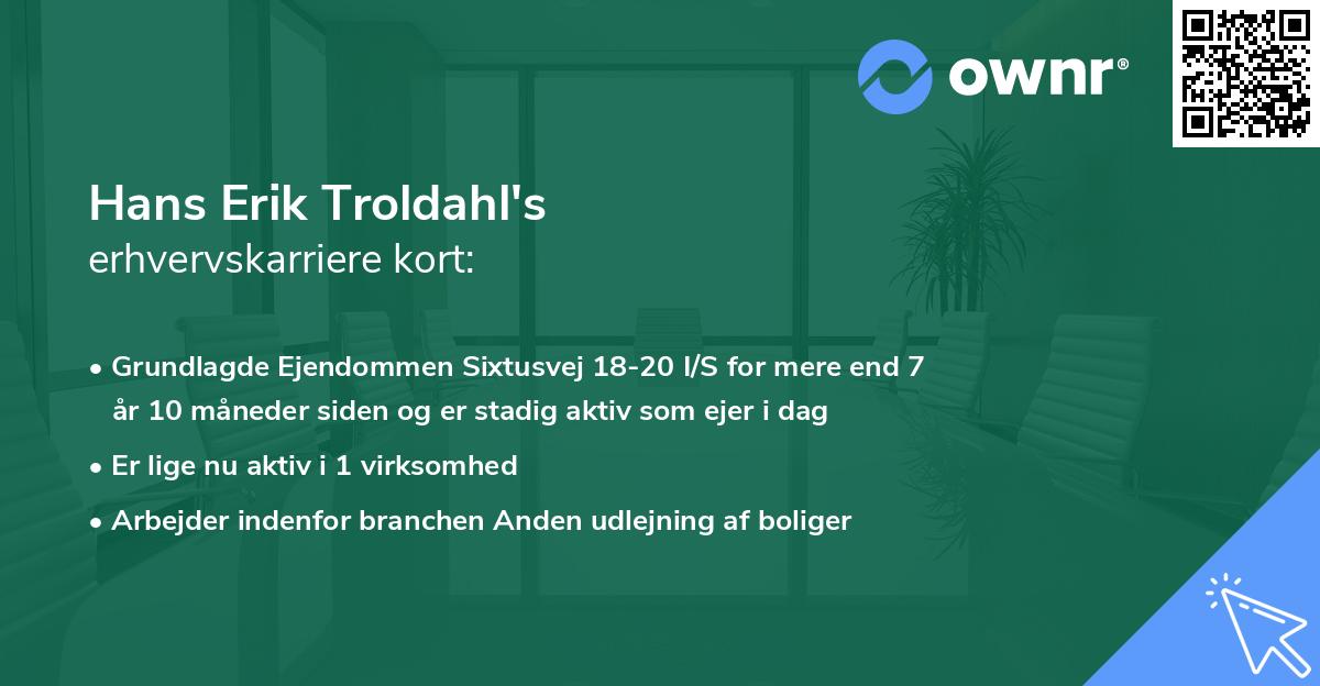 Hans Erik Troldahl's erhvervskarriere kort