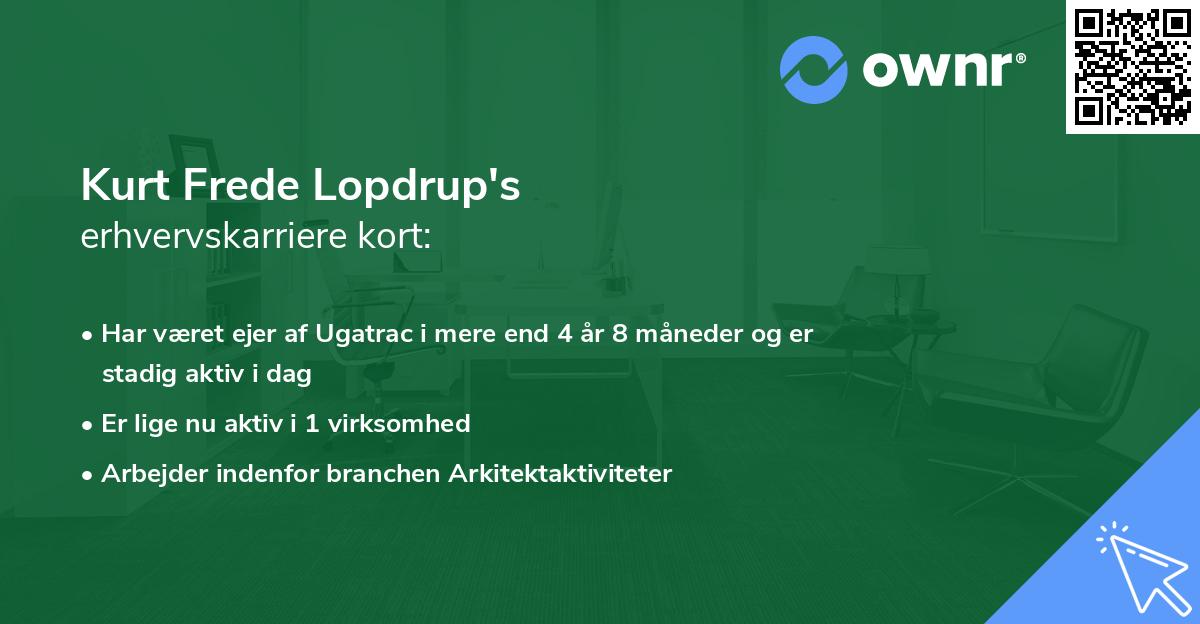 Kurt Frede Lopdrup's erhvervskarriere kort