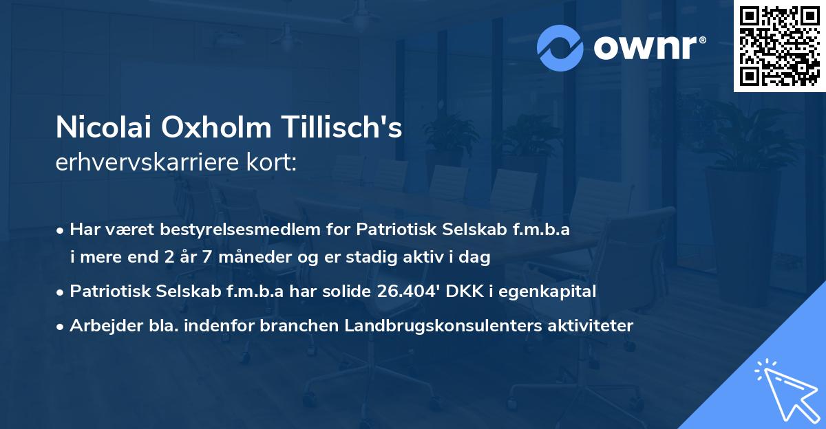 Nicolai Oxholm Tillisch's erhvervskarriere kort