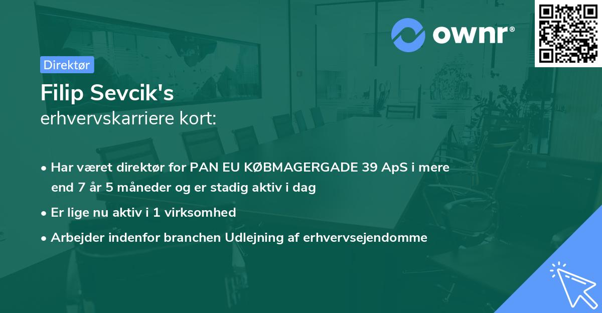 Filip Sevcik's erhvervskarriere kort