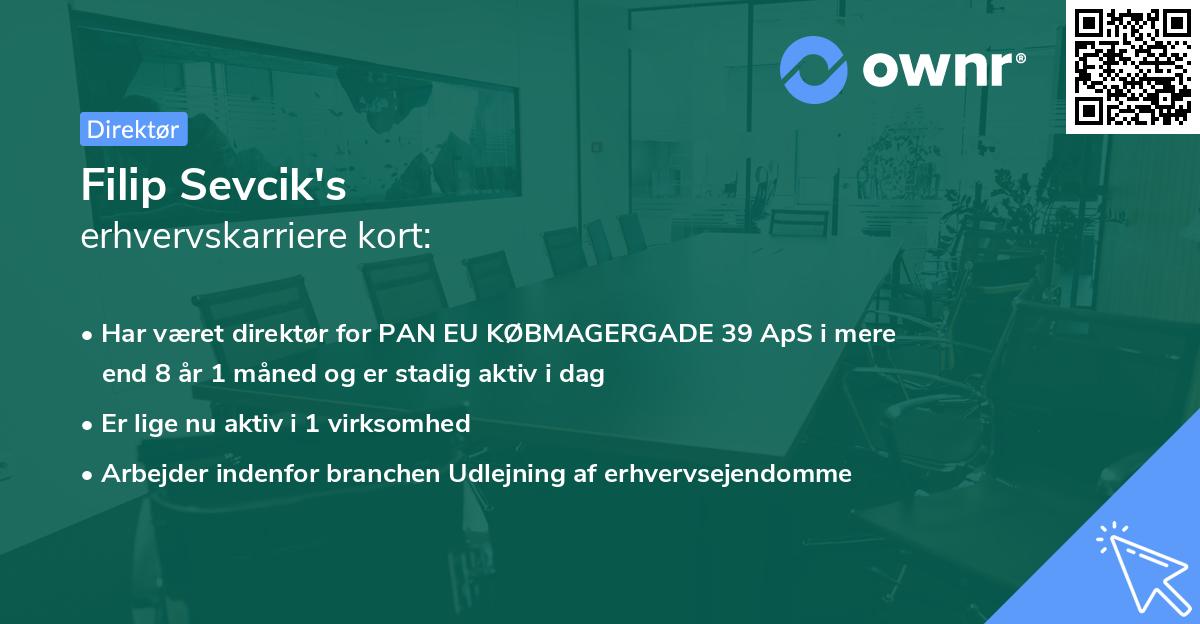 Filip Sevcik's erhvervskarriere kort