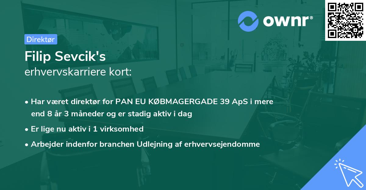 Filip Sevcik's erhvervskarriere kort