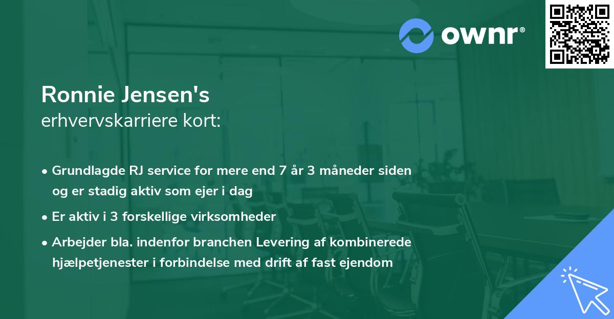 Ronnie Jensen's erhvervskarriere kort