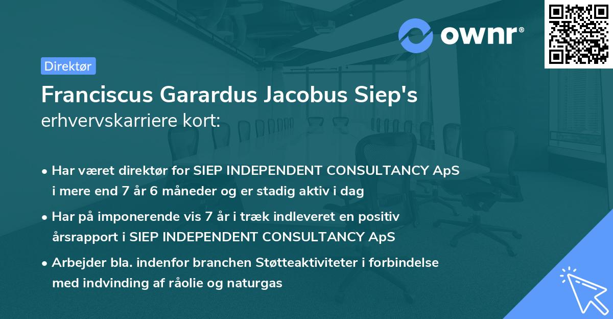 Franciscus Garardus Jacobus Siep's erhvervskarriere kort
