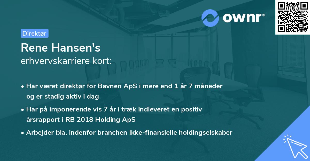 Rene Hansen's erhvervskarriere kort