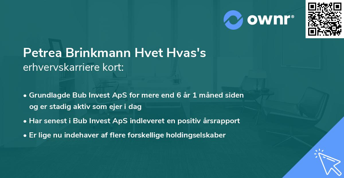 Petrea Brinkmann Hvet Hvas's erhvervskarriere kort