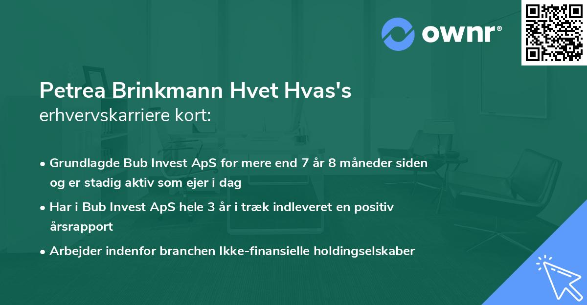 Petrea Brinkmann Hvet Hvas's erhvervskarriere kort