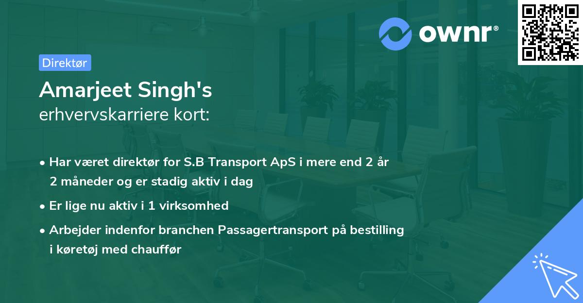 Amarjeet Singh's erhvervskarriere kort