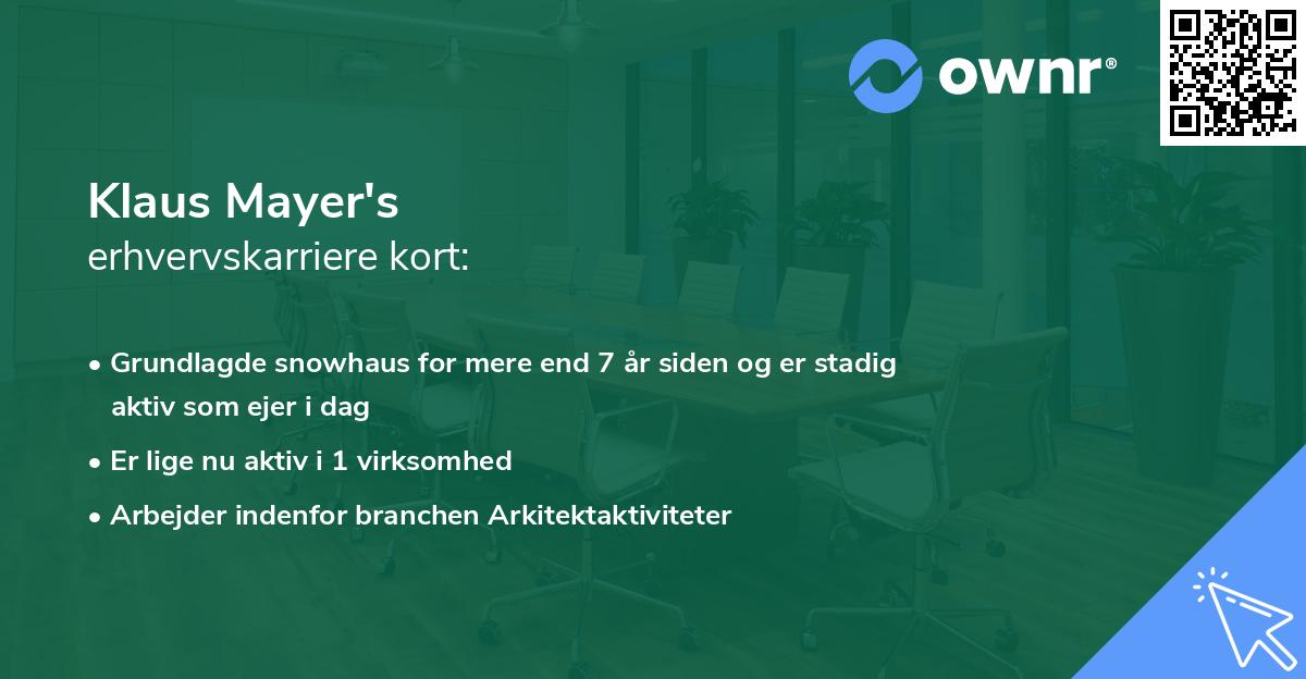 Klaus Mayer's erhvervskarriere kort