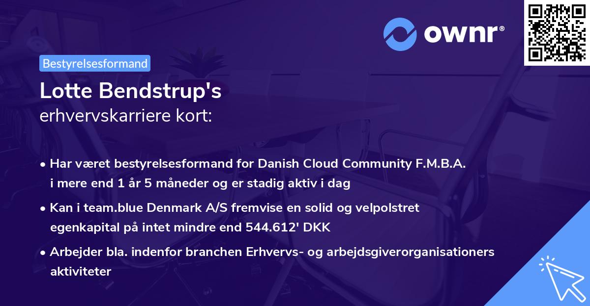 Lotte Bendstrup's erhvervskarriere kort
