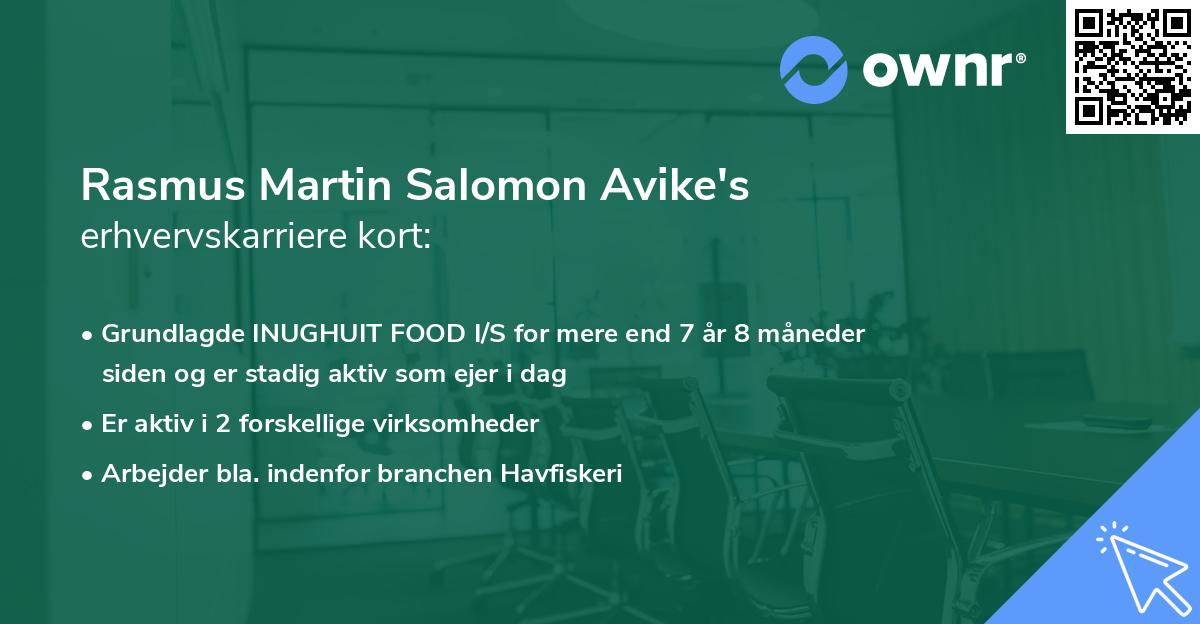 Rasmus Martin Salomon Avike's erhvervskarriere kort
