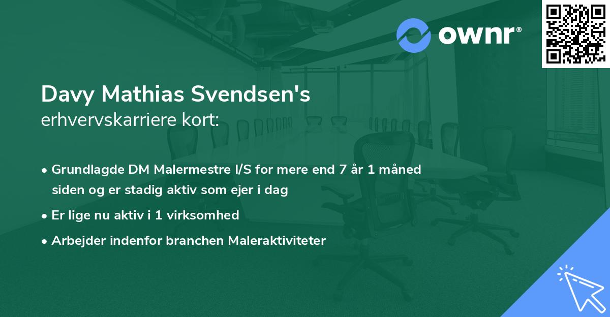 Davy Mathias Svendsen's erhvervskarriere kort