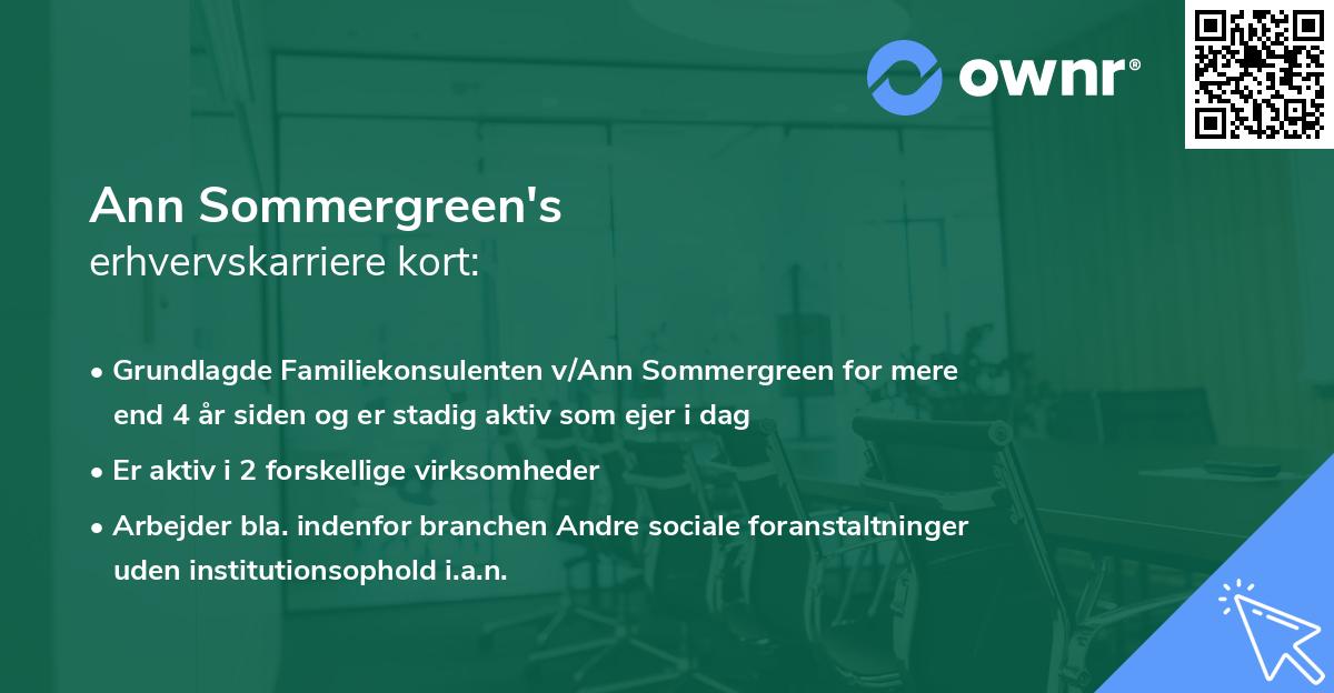 Ann Sommergreen's erhvervskarriere kort