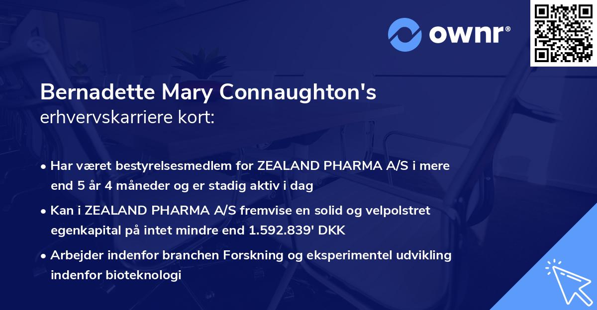 Bernadette Mary Connaughton's erhvervskarriere kort