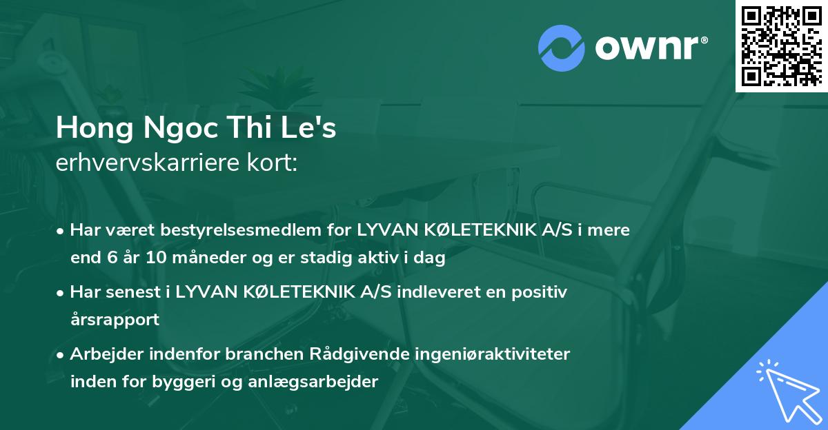Hong Ngoc Thi Le's erhvervskarriere kort