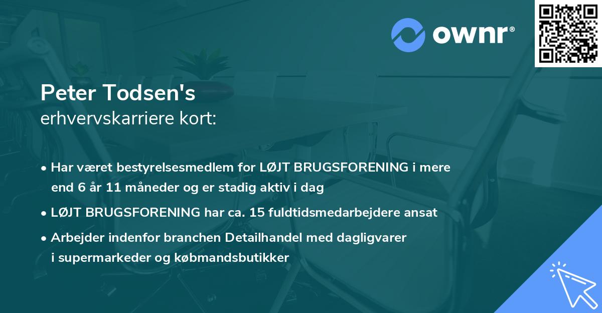 Peter Todsen's erhvervskarriere kort