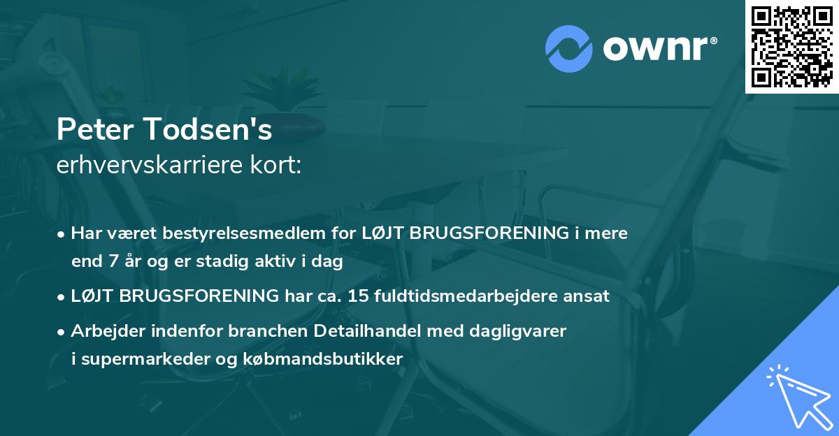 Peter Todsen's erhvervskarriere kort
