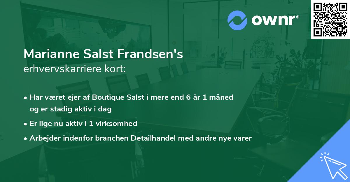 Marianne Salst Frandsen's erhvervskarriere kort
