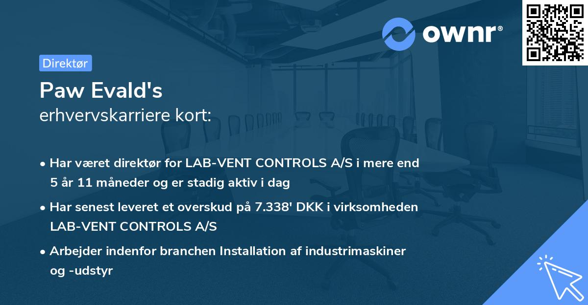 Paw Evald's erhvervskarriere kort