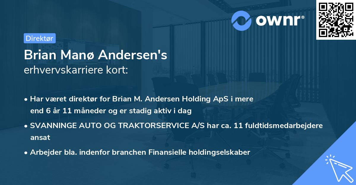 Brian Manø Andersen's erhvervskarriere kort