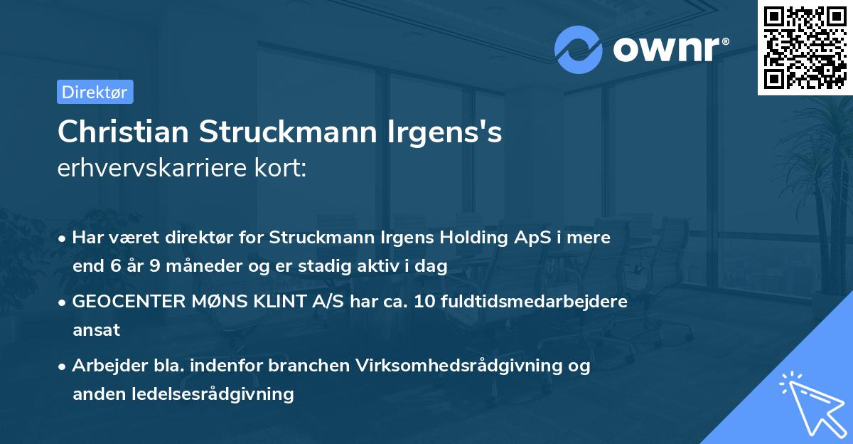 Christian Struckmann Irgens's erhvervskarriere kort