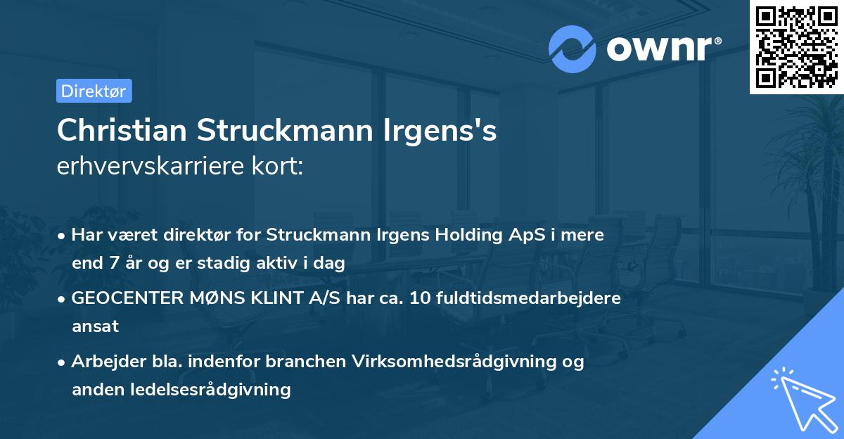 Christian Struckmann Irgens's erhvervskarriere kort