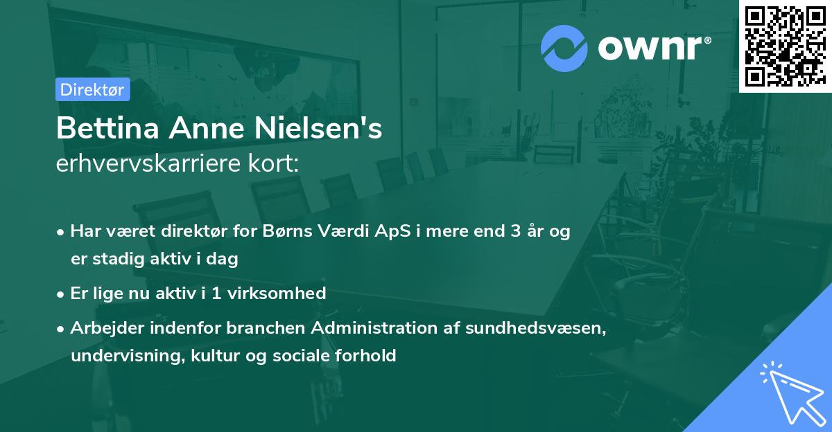 Bettina Anne Nielsen's erhvervskarriere kort