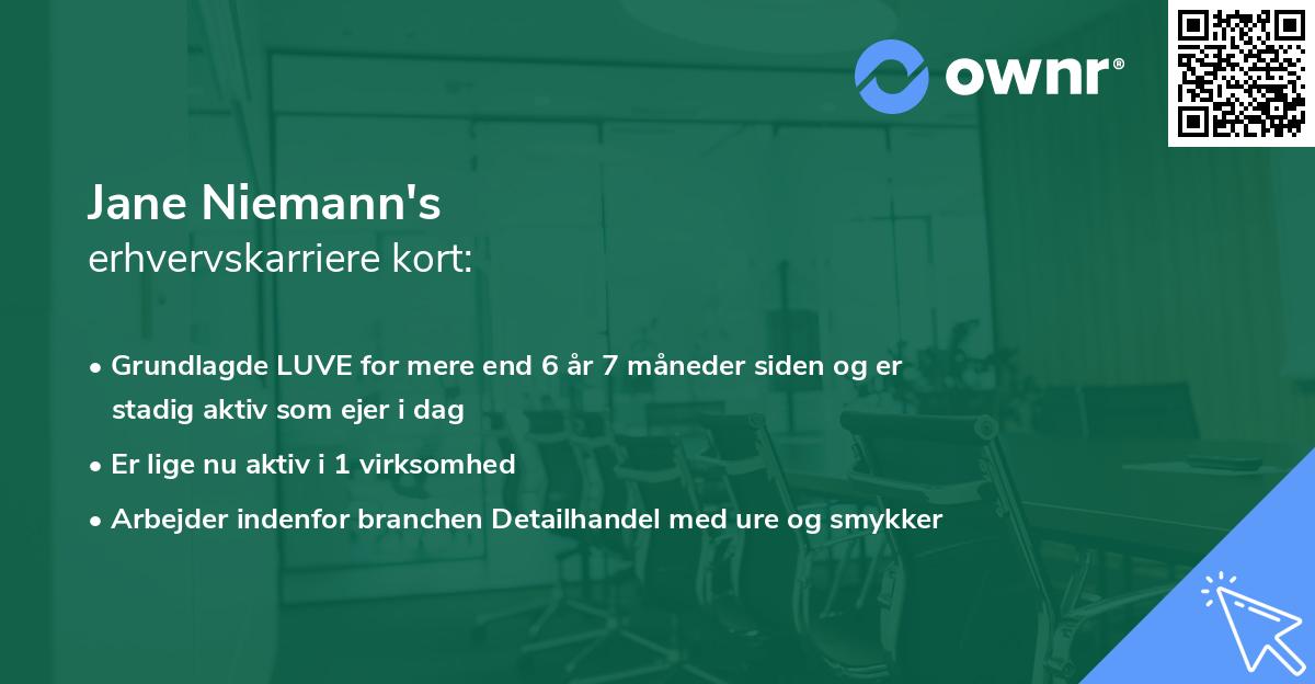 Jane Niemann's erhvervskarriere kort